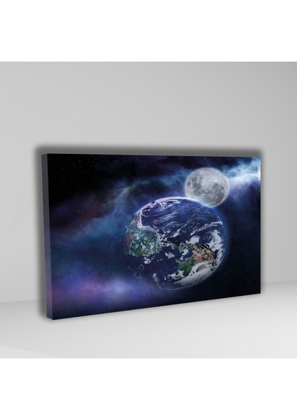 Tekli Yatay Kanvas Duvar Tablosu Uzay Boşluğu Ay ve Dünya fiyatları