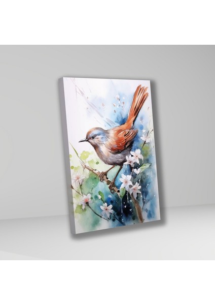 Tekli Dikey Kanvas Duvar Tablosu Ağaç Dalında Bülbül fiyatları