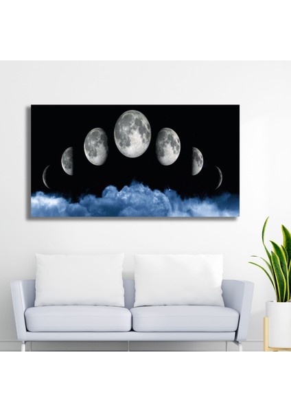 Panoramik Kanvas Duvar Tablosu Bulutlar ve Ay Döngüsü