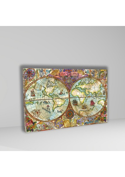 Tekli Yatay Kanvas Tablo Yüksek Kalite Renkli Dünya Haritası fiyatları