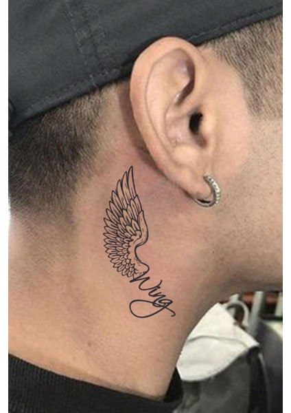 Mavi Renk Melek Kanadı Geçici Dövme Tattoo Aksesuar Şık