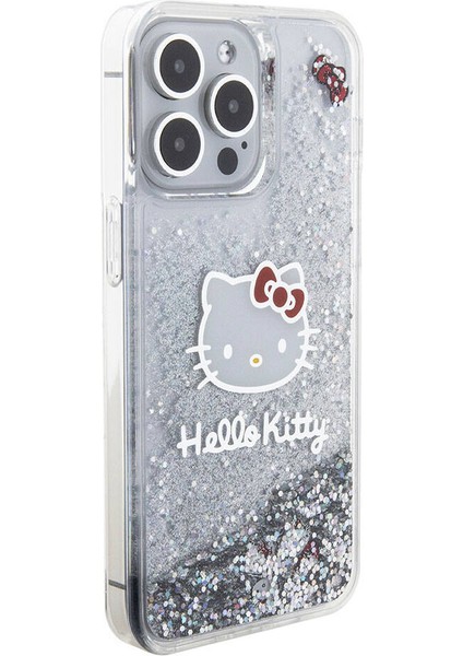 Apple iPhone 15 Pro Max Kılıf Hello Kitty Orjinal Lisanslı Ikonik Sıvılı Glitter Kapak