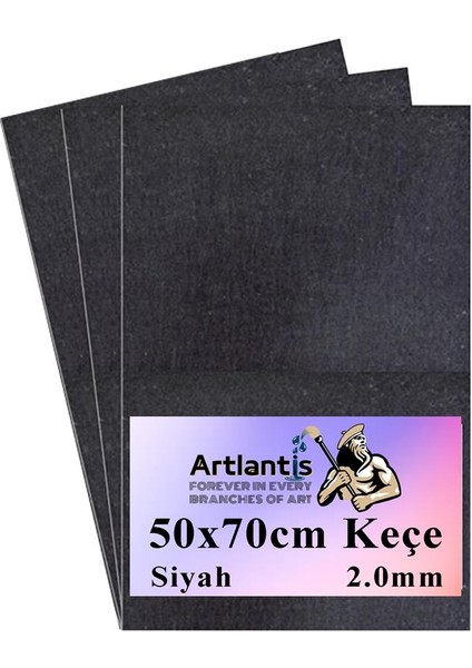 Siyah Keçe 50 x 70 cm 2 0 mm 3 Adet Renkli Hobi Keçesi Elişi Keçesi