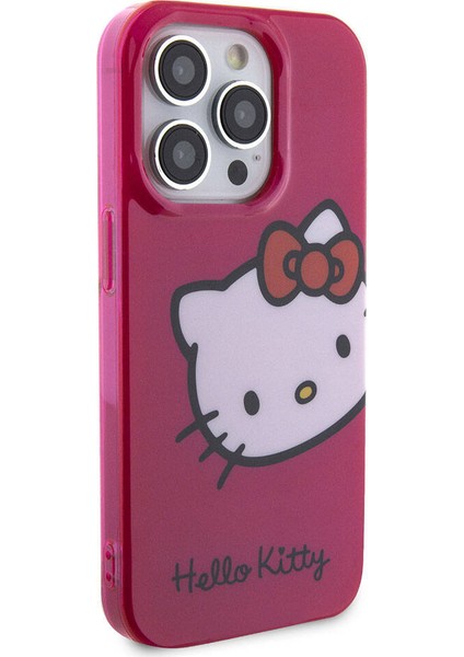 Apple iPhone 15 Pro Kılıf Hello Kitty Orjinal Lisanslı Yazı ve Ikonik Logolu Kitty Head Kapak