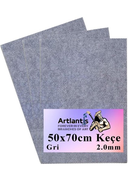 Gri Keçe 50 x 70 cm 2 0 mm 3 Adet Renkli Hobi Keçesi Elişi Keçesi