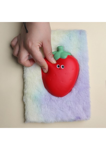 Piraye Gift Squishy Tasarımlı Peluş Çilek Çizgili Defter