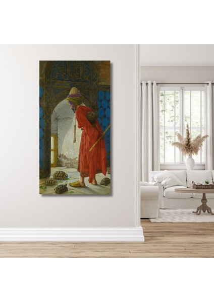 Tekli Dikey Kanvas Tablo Osman Hamdi Bey Kaplumbağa Terbiyecisi