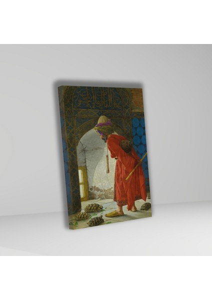 Tekli Dikey Kanvas Tablo Osman Hamdi Bey Kaplumbağa Terbiyecisi