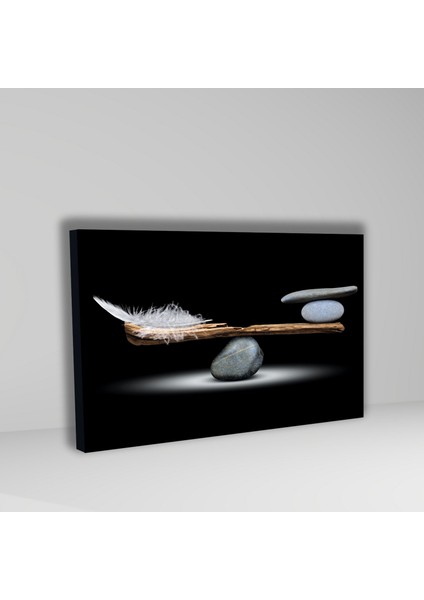 Tekli Yatay Kanvas Tablo Uv Baskı Taş ve Tüy Dengesi fiyatları