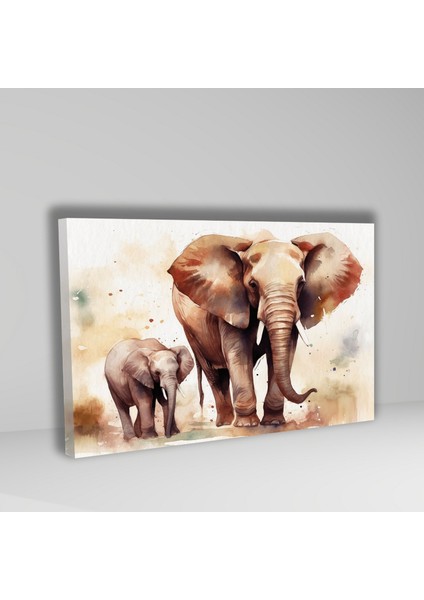 Tekli Yatay Kanvas Duvar Tablosu Uv Baskı Anne Fil ve Yavru Fil fiyatları