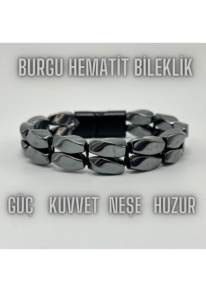 Burgu Hematit Doğal Taş Bileklik Mıknatıslı Kapama