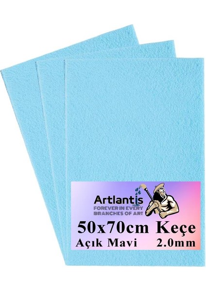 Açık Mavi Keçe 50 x 70 cm 2 0 mm 3 Adet Renkli Hobi Keçesi Elişi Keçesi