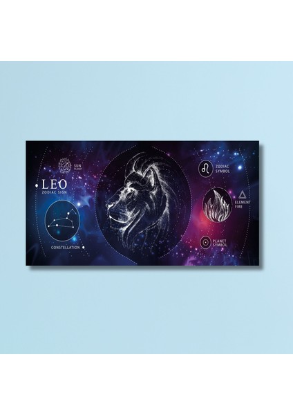 Panoramik Kanvas Astroloji Zodiac Aslan Burç Özellikleri Tablo modelleri