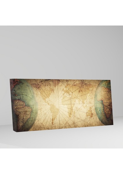 Panoramik Kanvas Tablo Çizgisel Dünya Haritası fiyatları