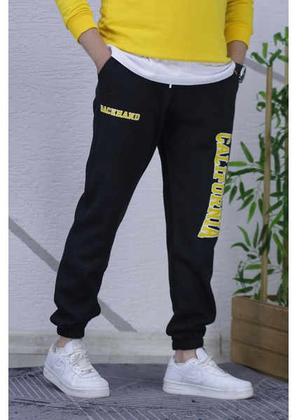 Erkek Şardonlu Üç Iplik Eşofman Altı California Yan Baskı modelleri