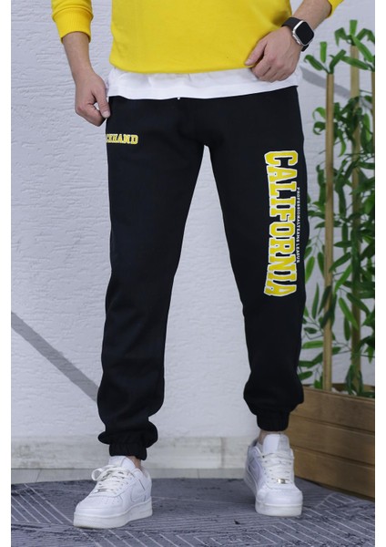 Erkek Şardonlu Üç Iplik Eşofman Altı California Yan Baskı fırsatları