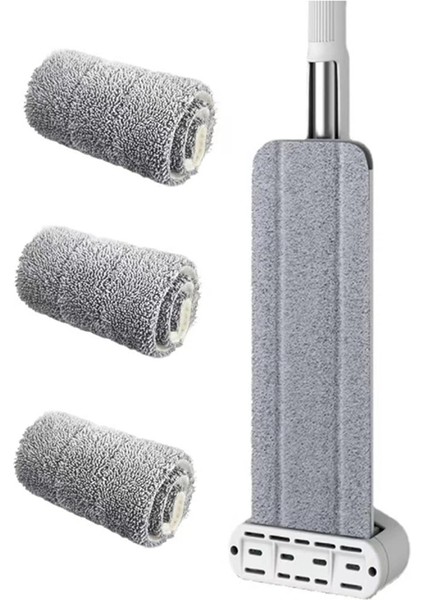 Düz Mop, El Serbest Sıkmalı Zemin Temizleme Mopu - Mikrofiber Yer Mopu, El Yıkamasız Mop (Yurt Dışından)