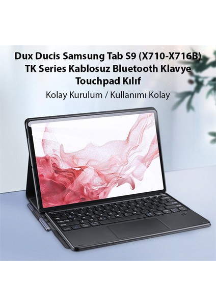 Samsung Tab S9 (X710-X716B) Tk Series Kablosuz Bluetooth Klavye Touchpad Kılıf