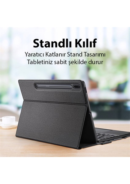 Samsung Tab S9 (X710-X716B) Tk Series Kablosuz Bluetooth Klavye Touchpad Kılıf