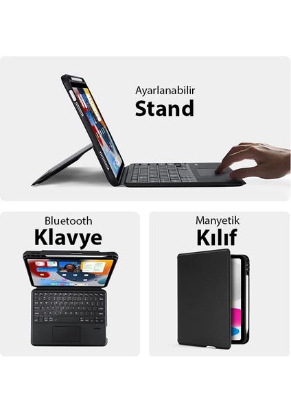 iPad 10(2022) Dk Series Kablosuz Bluetooth Klavye Touchpad Kılıf