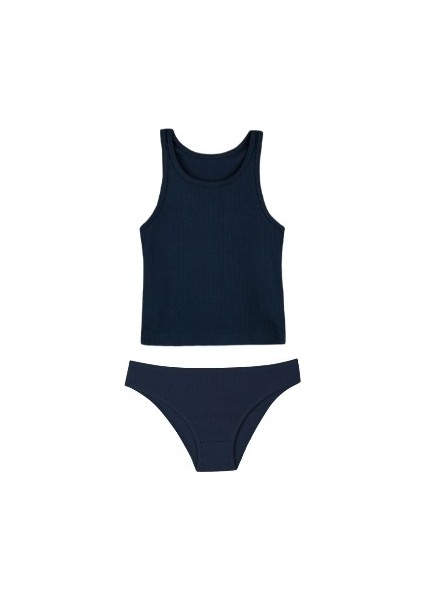 Pamuklu Kalın Askılı Crop Kadın Kısa Atlet & Slip Külot Takım