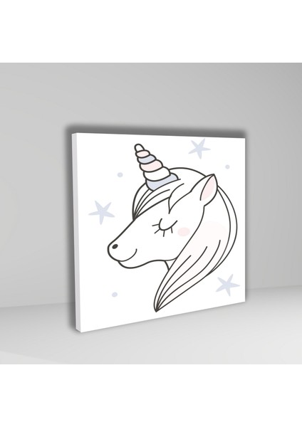 Tekli Kare Kanvas Kız Çocuk Odası Soft Pembe Unicorn Tablo fiyatları