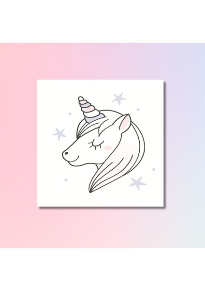 Tekli Kare Kanvas Kız Çocuk Odası Soft Pembe Unicorn Tablo modelleri