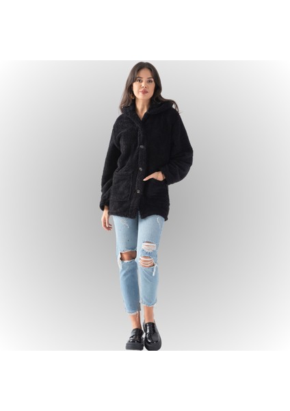 Kadın Dik Yaka Düğmeli Peluş Hırka fiyatları