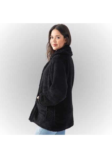 Kadın Dik Yaka Düğmeli Peluş Hırka modelleri