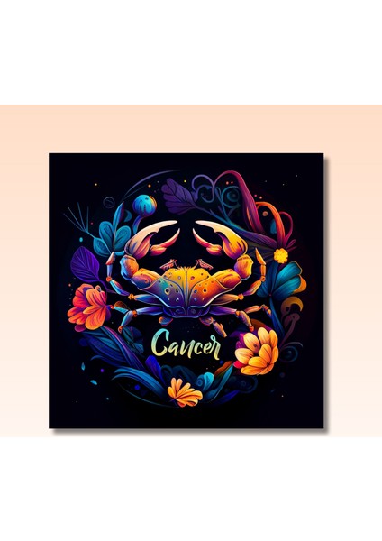 Tekli Kare Kanvas Astroloji ve Burç Tablosu Yengeç Burcu modelleri