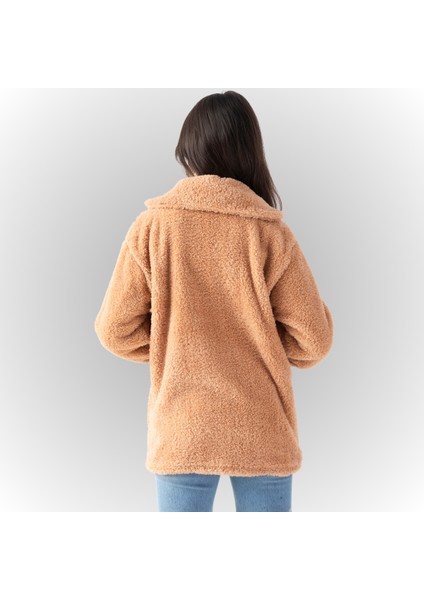 Kadın Dik Yaka Düğmeli Peluş Hırka fırsatları