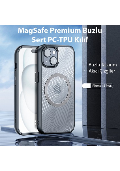 iPhone 15 Plus Aimo Series Magsafe Premium Buzlu Sert Pc-Tpu Kılıf