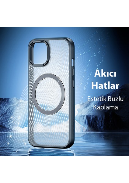 iPhone 15 Plus Aimo Series Magsafe Premium Buzlu Sert Pc-Tpu Kılıf