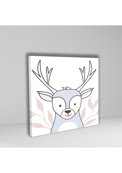 Tekli Kare Kanvas Kız Bebek Odası Soft Pembe Geyik Tablosu fiyatları