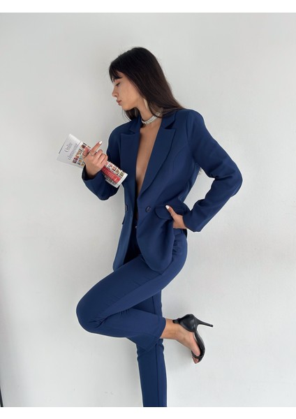 Lacivert Kruvaze Blazer Ceket Havuç Pantolon Takım Elbise indirimleri