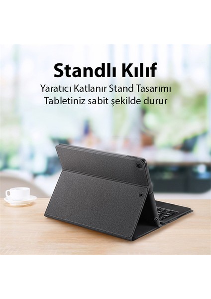 iPad 7-8-9 10.2 Tk Series Kablosuz Bluetooth Klavye Touchpad Kılıf
