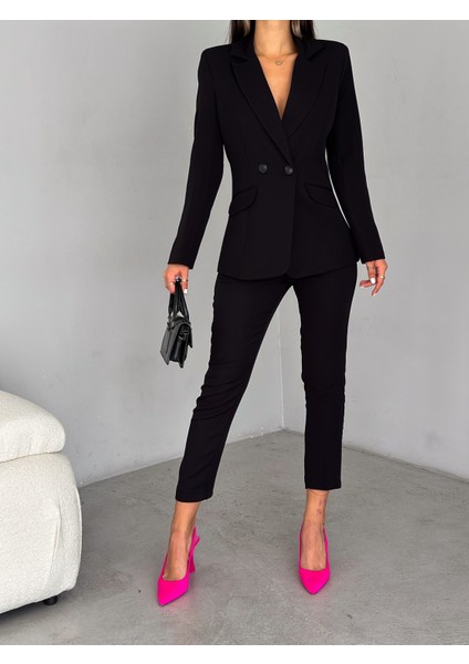 Siyah Kruvaze Blazer Ceket Havuç Pantolon Takım Elbise fiyatları