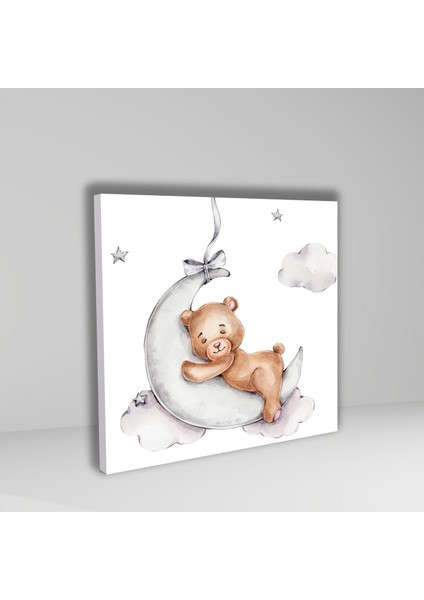 3 lü Kare Kanvas Bebek Odası Soft Ayıcık ve Bulut Tablosu modelleri