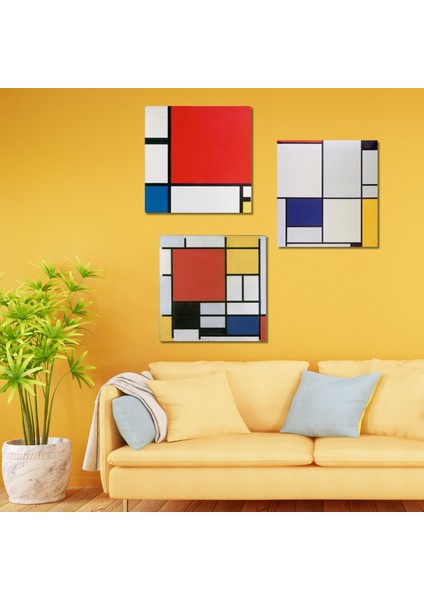 3 lü Kare Kanvas Piet Mondriaan 1926 Composition