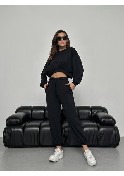 Siyah Modal Sweat Pantolon Takım