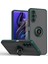 Tecno Pova 3 Için Yüzük Stand Mat Sert Silikon Telefon Kılıfı - Dark Yeşil (Yurt Dışından) 1