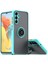 Samsung Galaxy M14 Için Yüzük Stand Mat Sert Silikon Telefon Kılıfı - Gök Mavisi (Yurt Dışından) 1