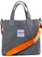 M Bag Kadın Gri Kanvas Turuncu Omuz Askılı Tote Bag Çanta 2