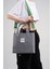 M Bag Kadın Gri Kanvas Yeşil Omuz Askılı Tote Bag Çanta 1