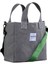 M Bag Kadın Gri Kanvas Yeşil Omuz Askılı Tote Bag Çanta 3