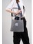 M Bag Kadın Gri Kanvas Lacivert Omuz Askılı Tote Bag Çanta 1
