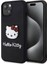 iPhone 15 Kılıf Hello Kitty Orjinal Lisanslı Yazı ve Ikonik Logolu 3D Rubber Kitty Head Kapak Siyah 1