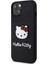 iPhone 15 Kılıf Hello Kitty Orjinal Lisanslı Yazı ve Ikonik Logolu 3D Rubber Kitty Head Kapak Siyah 2