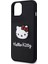 iPhone 15 Kılıf Hello Kitty Orjinal Lisanslı Yazı ve Ikonik Logolu 3D Rubber Kitty Head Kapak Siyah 4