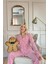 Pudra Kalp Desenli Önden Düğmeli Peluş Polar Pijama Takımı 3